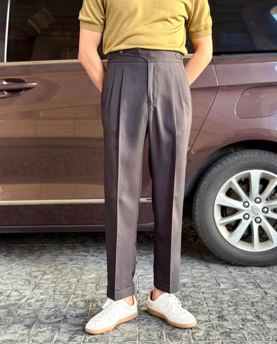 High-waist thin naples trousers
