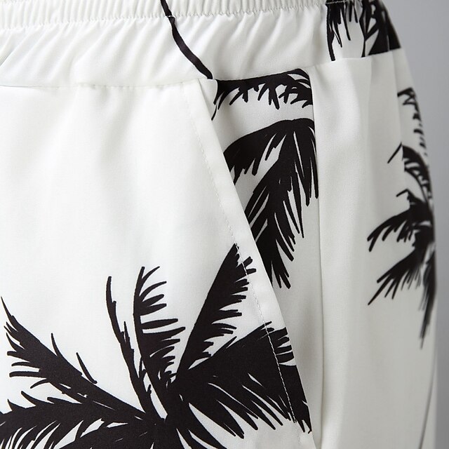 Camisa Leaves Tropical Plants 2pcs camisas Sets Summer Hawaiian de manga corta Short pantalón Cuban Collar Tropical de moda Hawaiian Street casual Hawaiian estampado Summer Spring Black White Blue para hombre