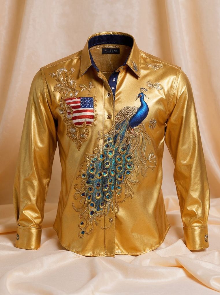 Camisa de lujo Independence Day de manga larga para hombre
