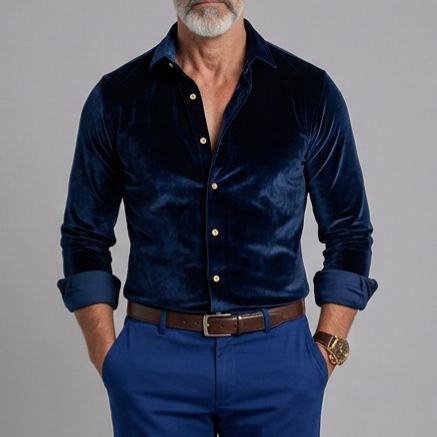 De manga larga Solid-Color camisas para hombre
