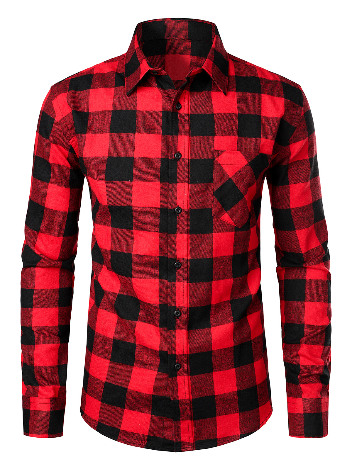 Camisa de algodón de manga larga a cuadros para hombre