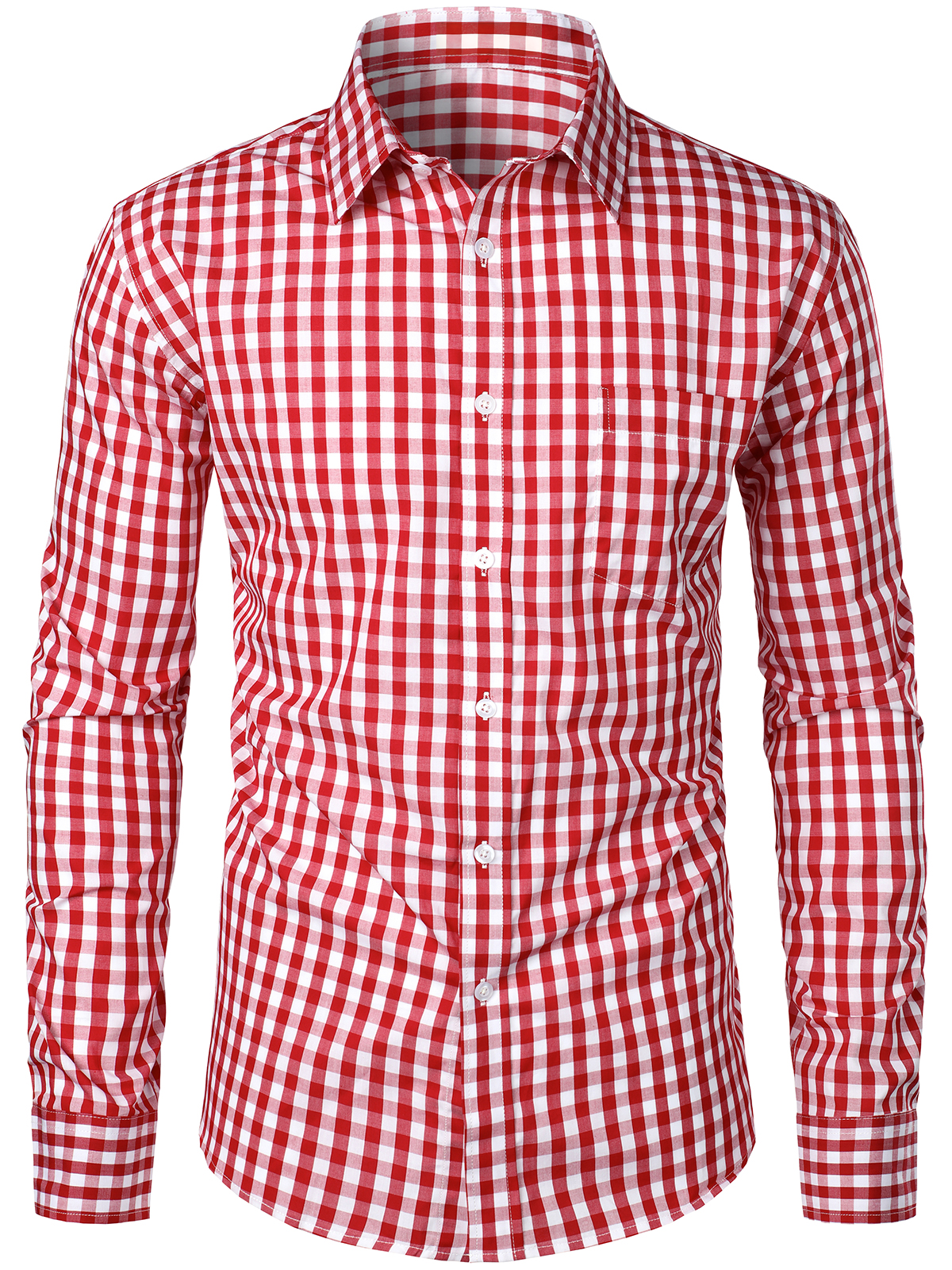 Camisa de algodón de manga larga a cuadros para hombre