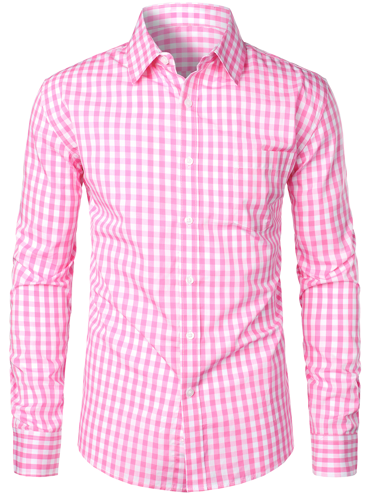 Camisa de algodón de manga larga a cuadros para hombre