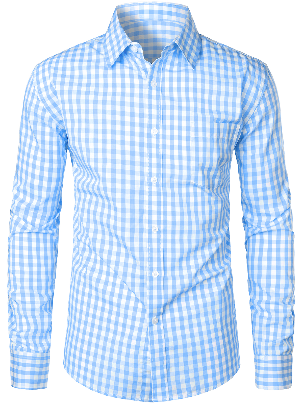 Camisa de algodón de manga larga a cuadros casual para hombre