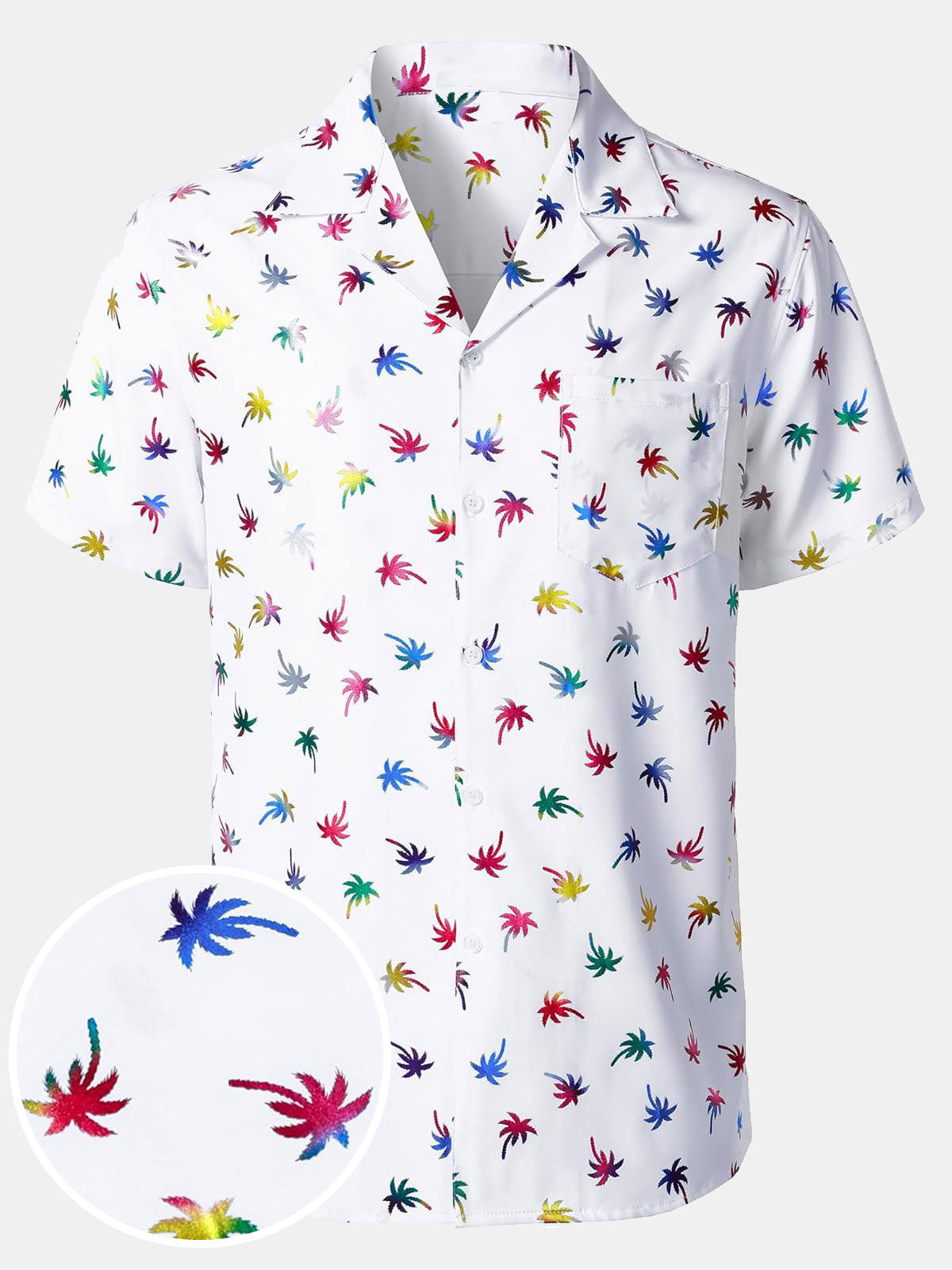Camisa Tropical Colorful estampado Cuban Collar de manga corta para hombre