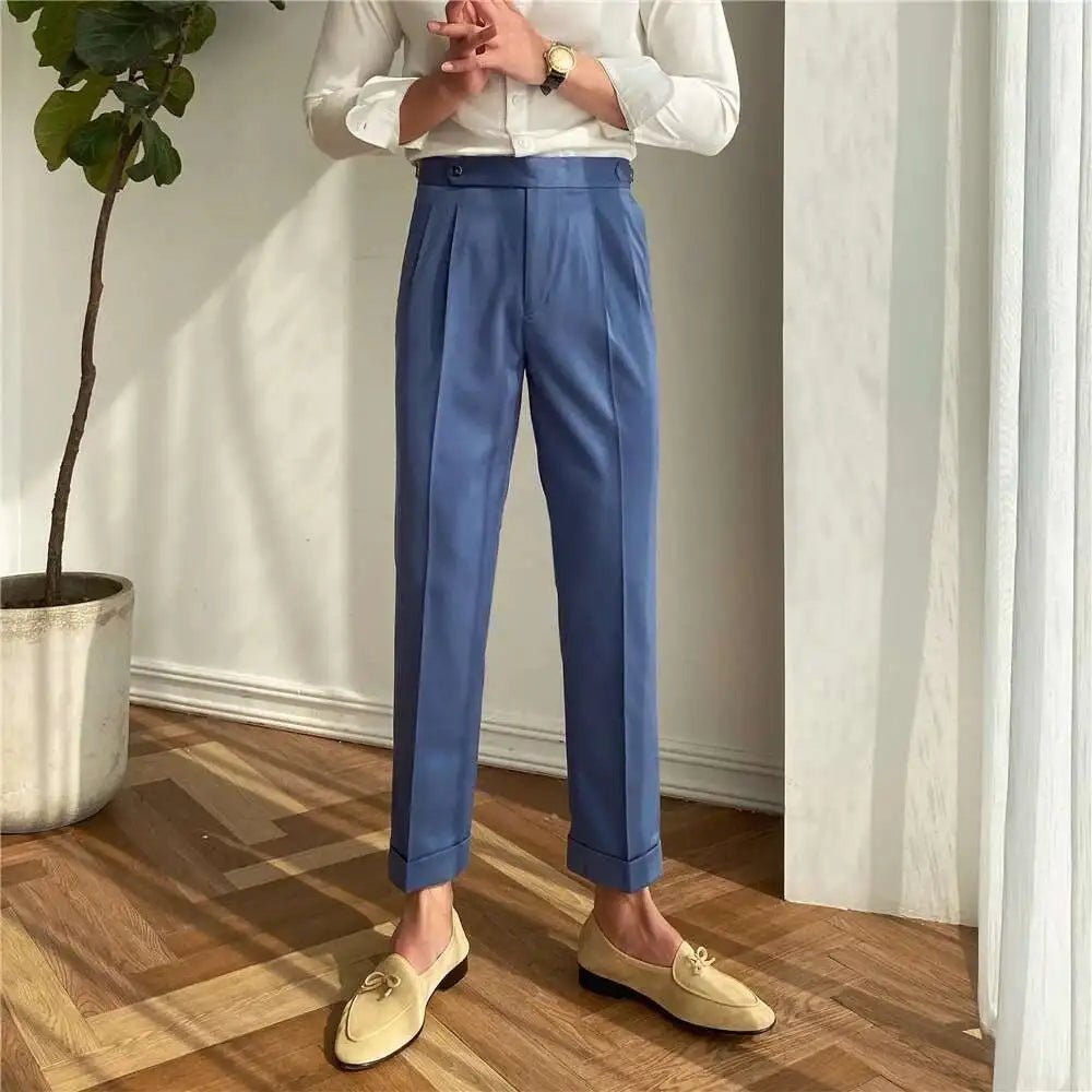 Italian design ankle high-waist trousers