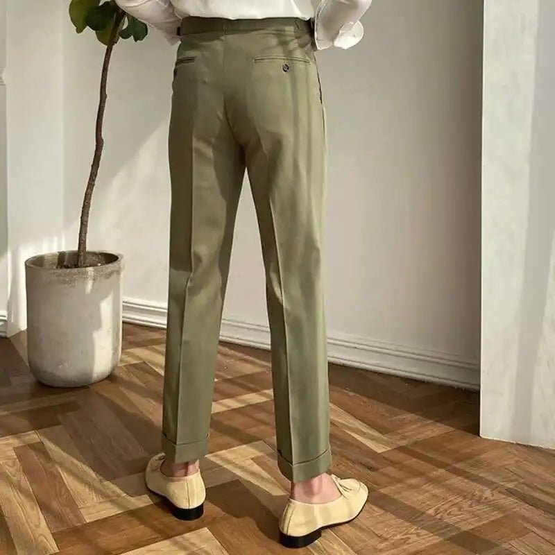 Italian design ankle high-waist trousers