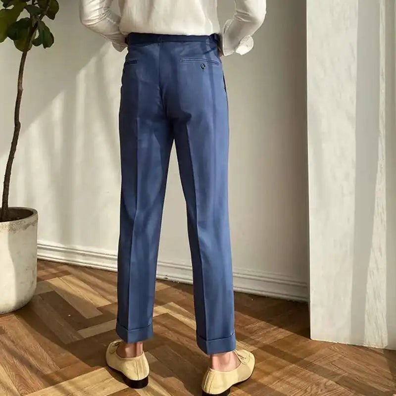 Italian design ankle high-waist trousers