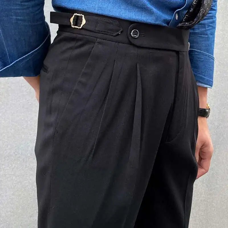 Italian design ankle high-waist trousers