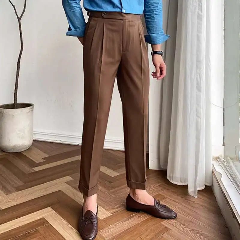 Italian design ankle high-waist trousers