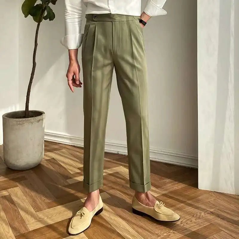 Italian design ankle high-waist trousers