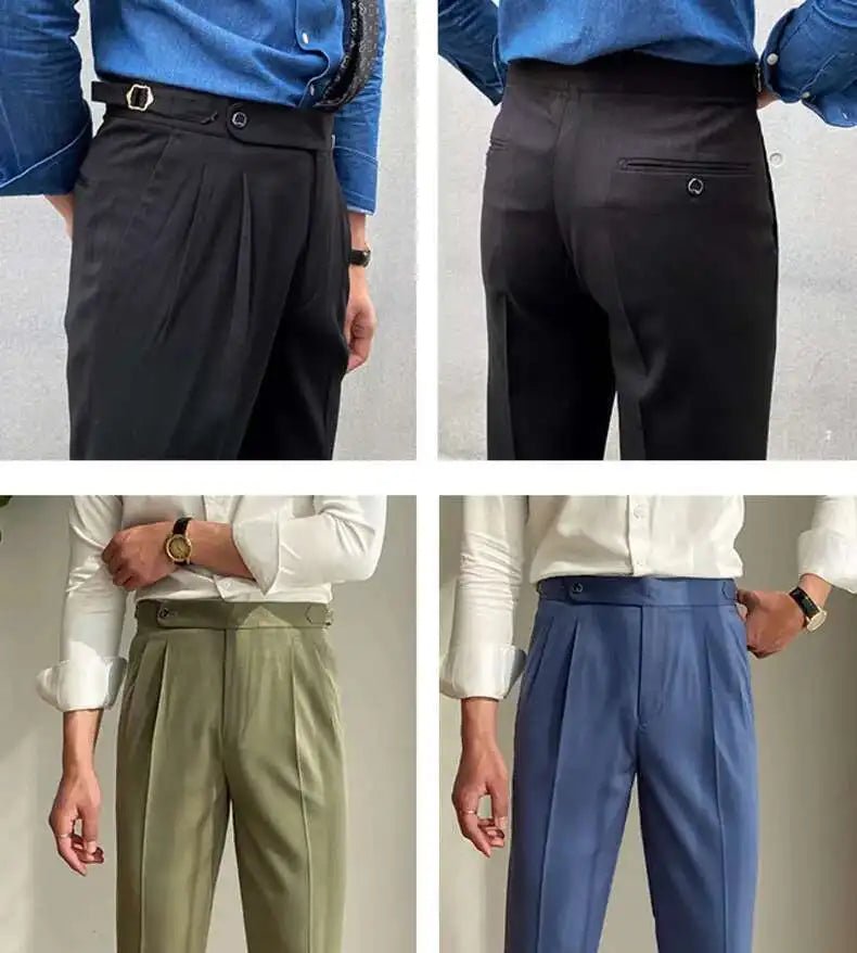 Italian design ankle high-waist trousers