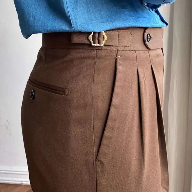 Italian design ankle high-waist trousers