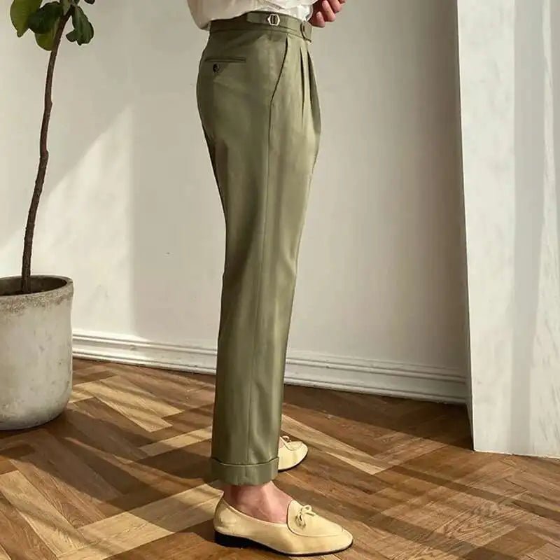 Italian design ankle high-waist trousers
