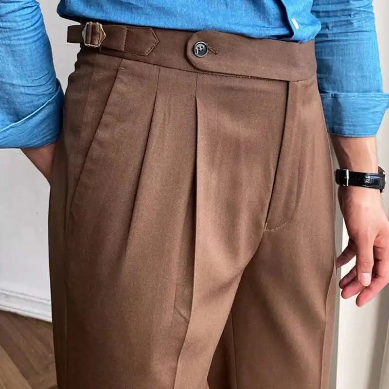 Italian design ankle high-waist trousers