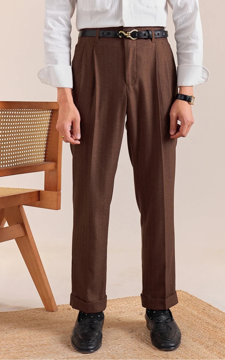 Pantalón Italian office brown straight