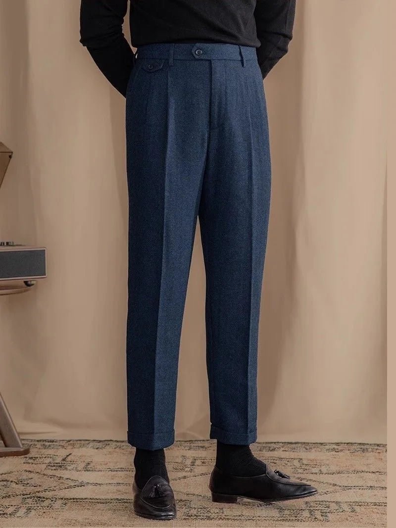 Pantalón Italian wool herringbone pattern straight