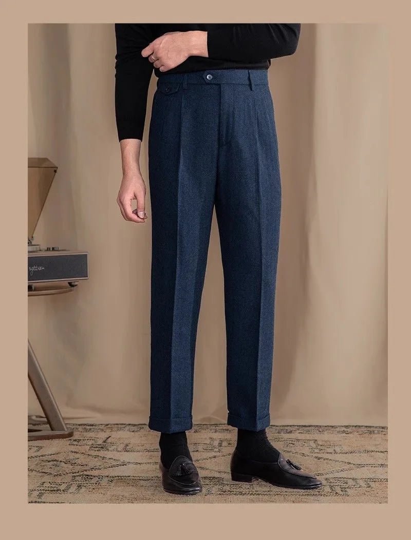Pantalón Italian wool herringbone pattern straight