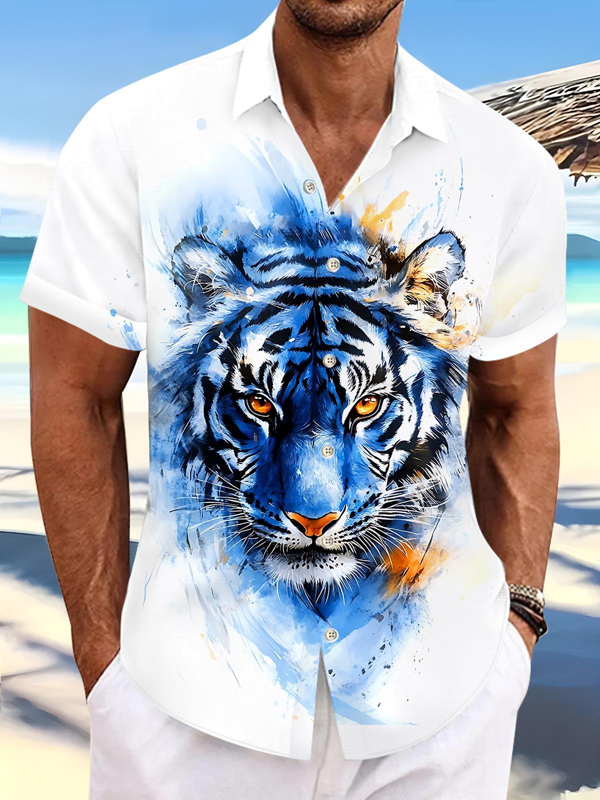 Tiger Pocket de manga corta camisas para hombre