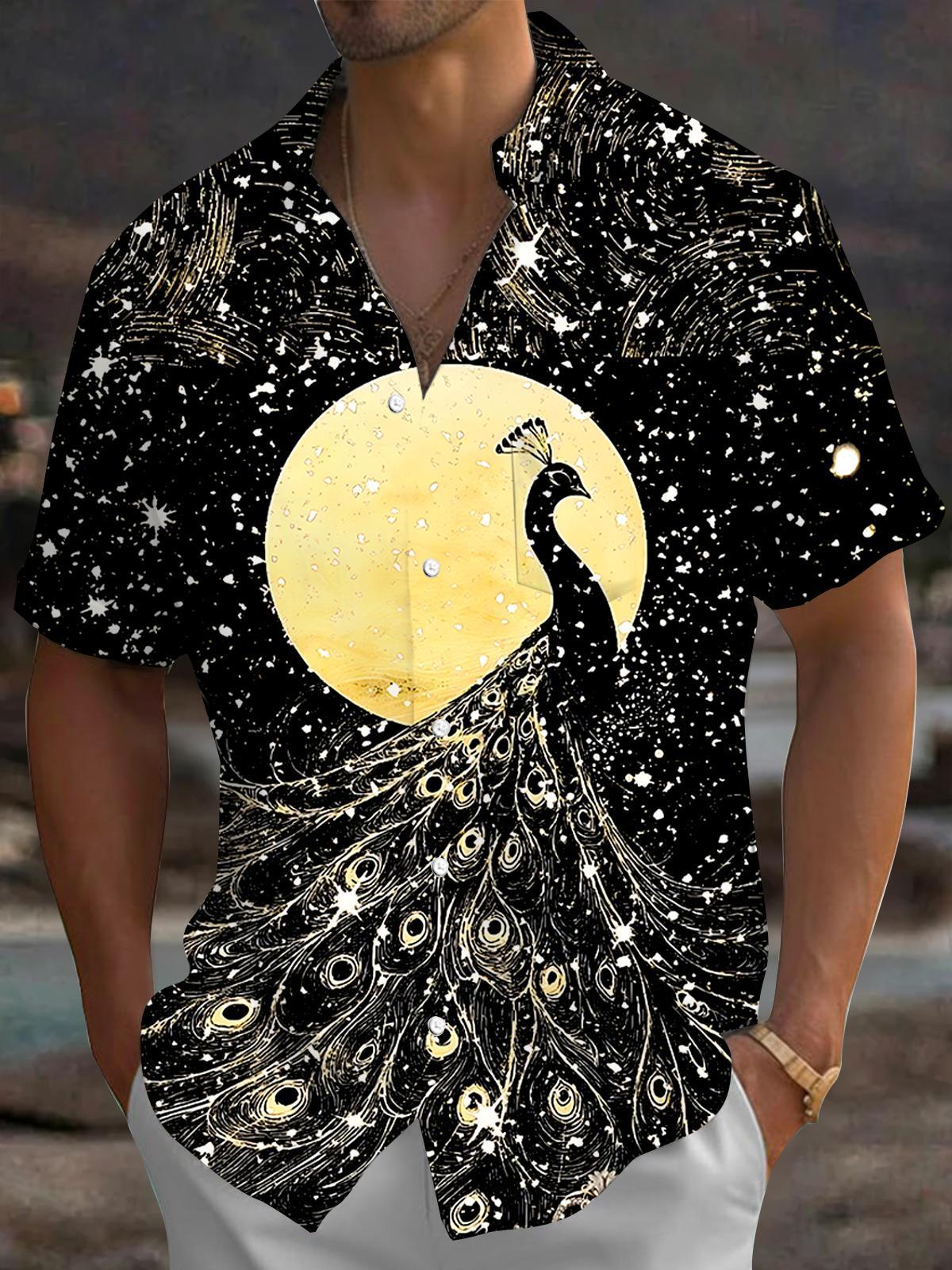 Peacock Pocket de manga corta camisas para hombre