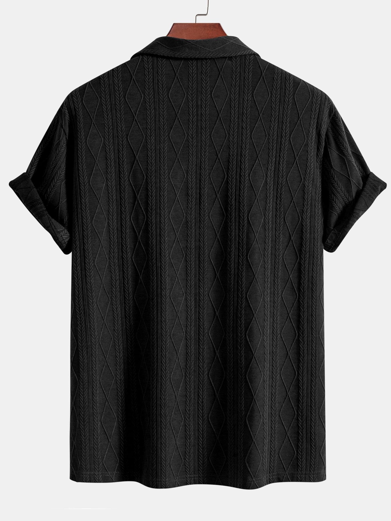 Camisa tejidoted Geometric Rhombus Jacquard Cuban