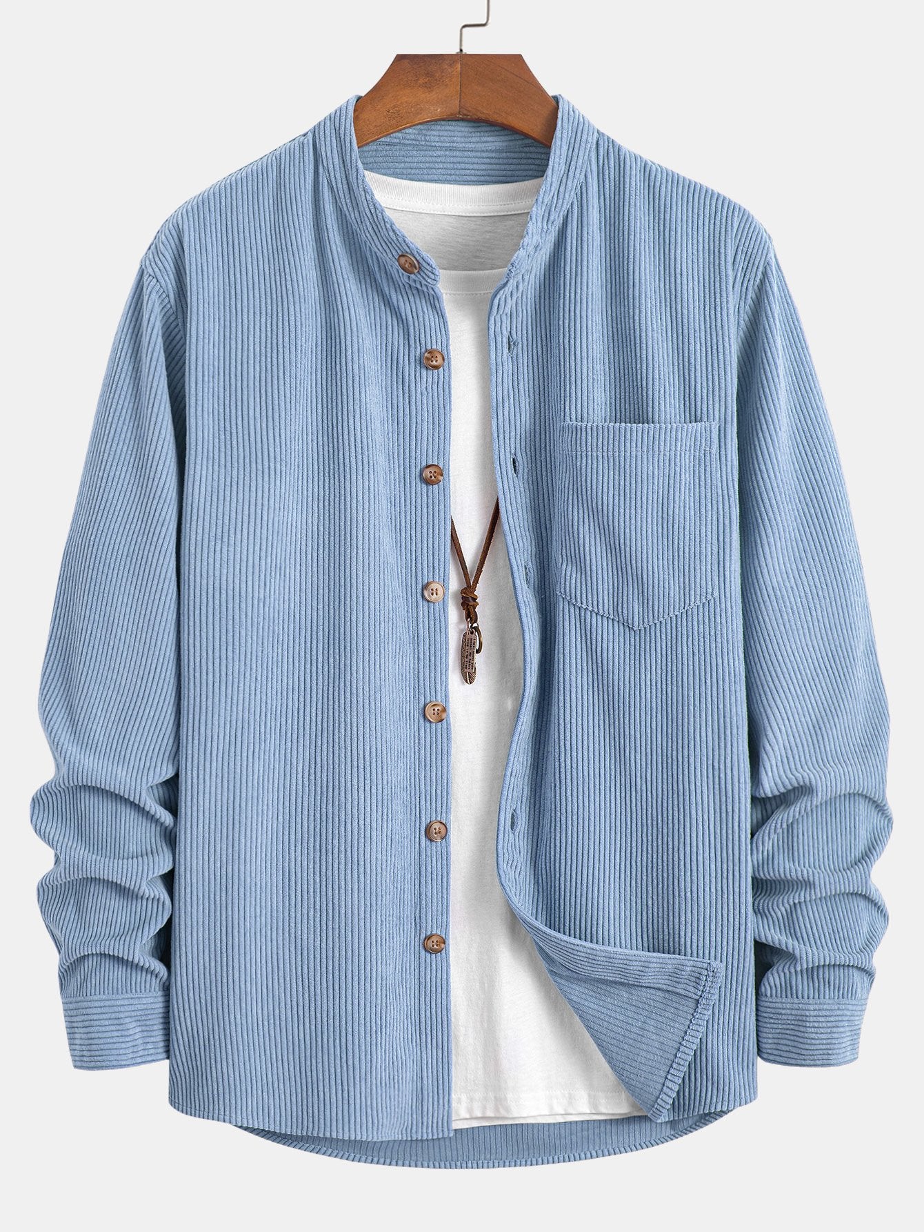 Camisa Corduroy Stand Collar