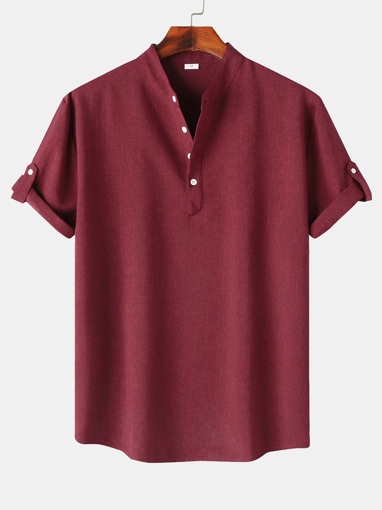 Camisa de manga corta de lino Look Henley