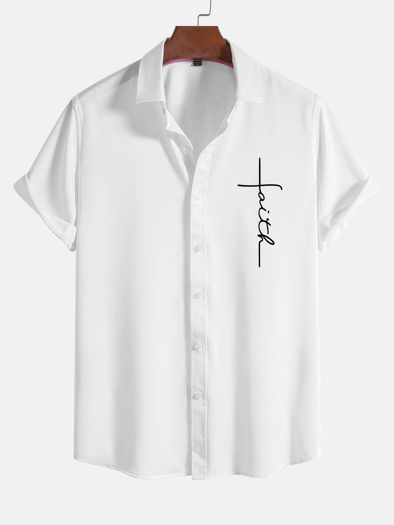 Camisa Faith Letter estampado Button Up