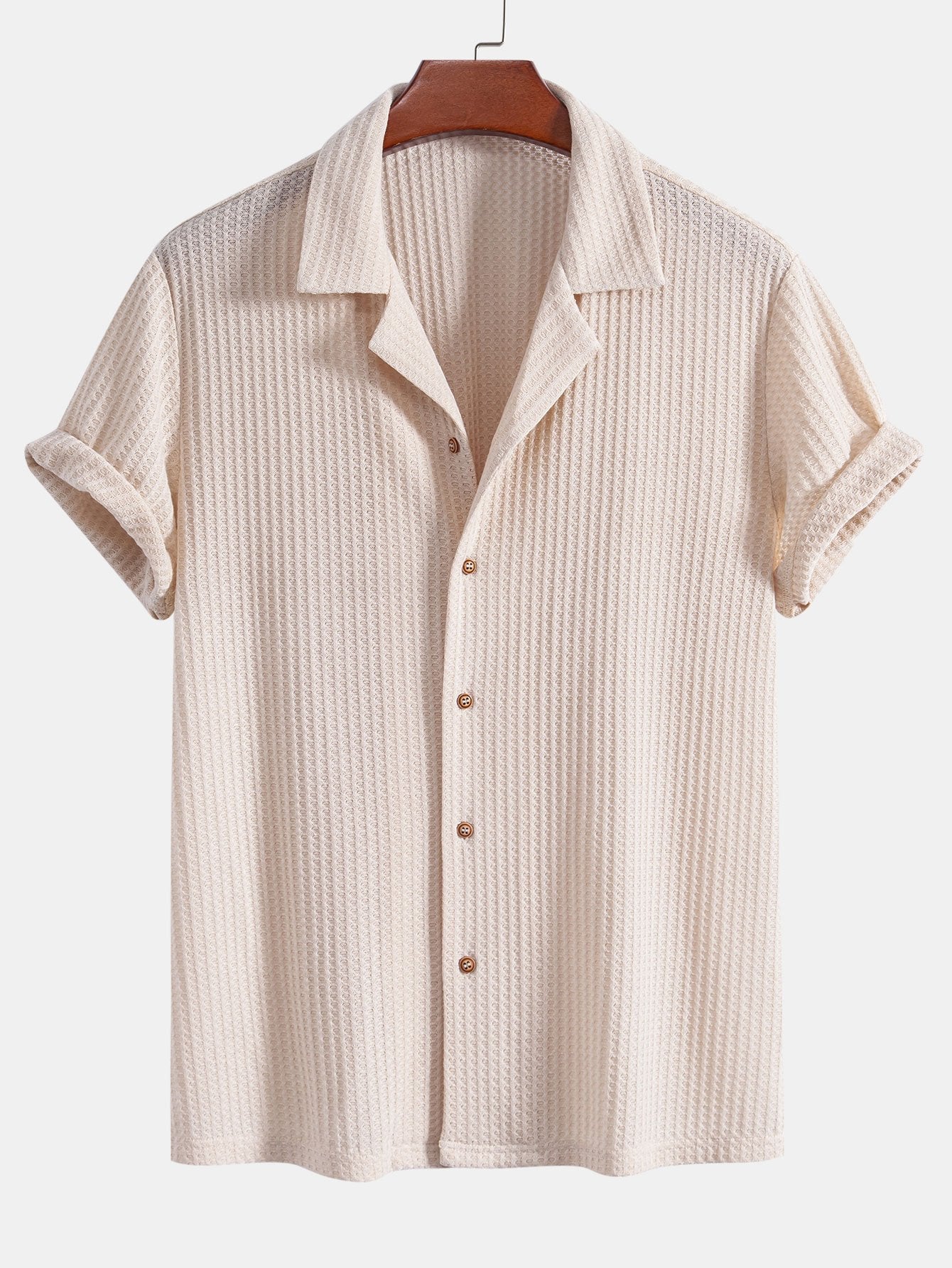 Camisa de manga corta tejidoted Waffle Cuban