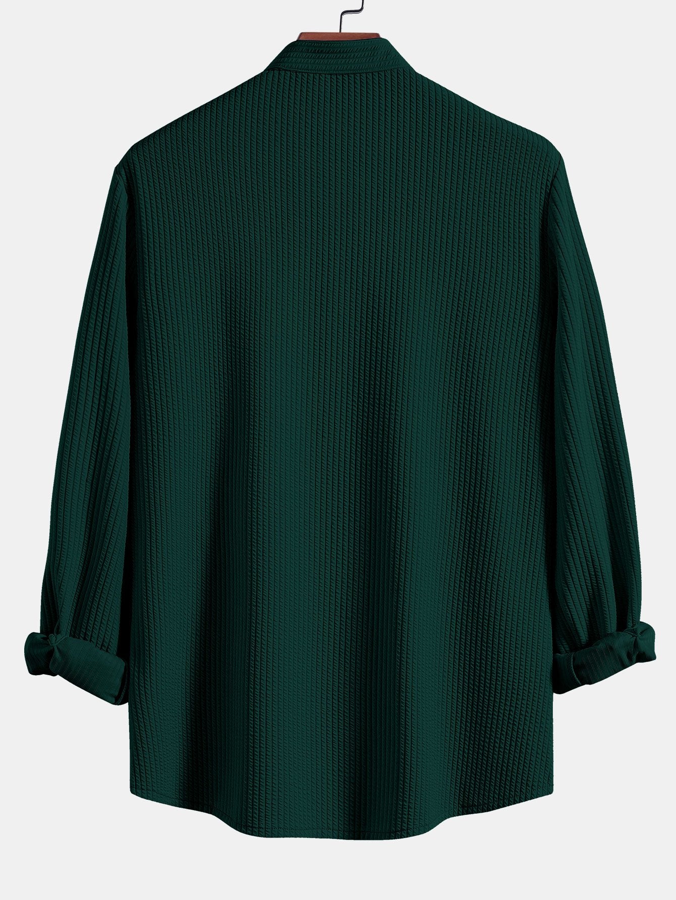 Camisa de manga larga Muscle Fit Ribbed Stand Collar
