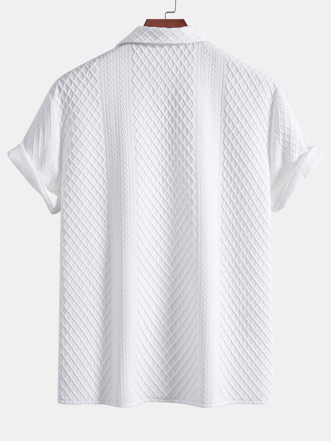 Camisa Rhombus Geometric Jacquard Textured Cuban