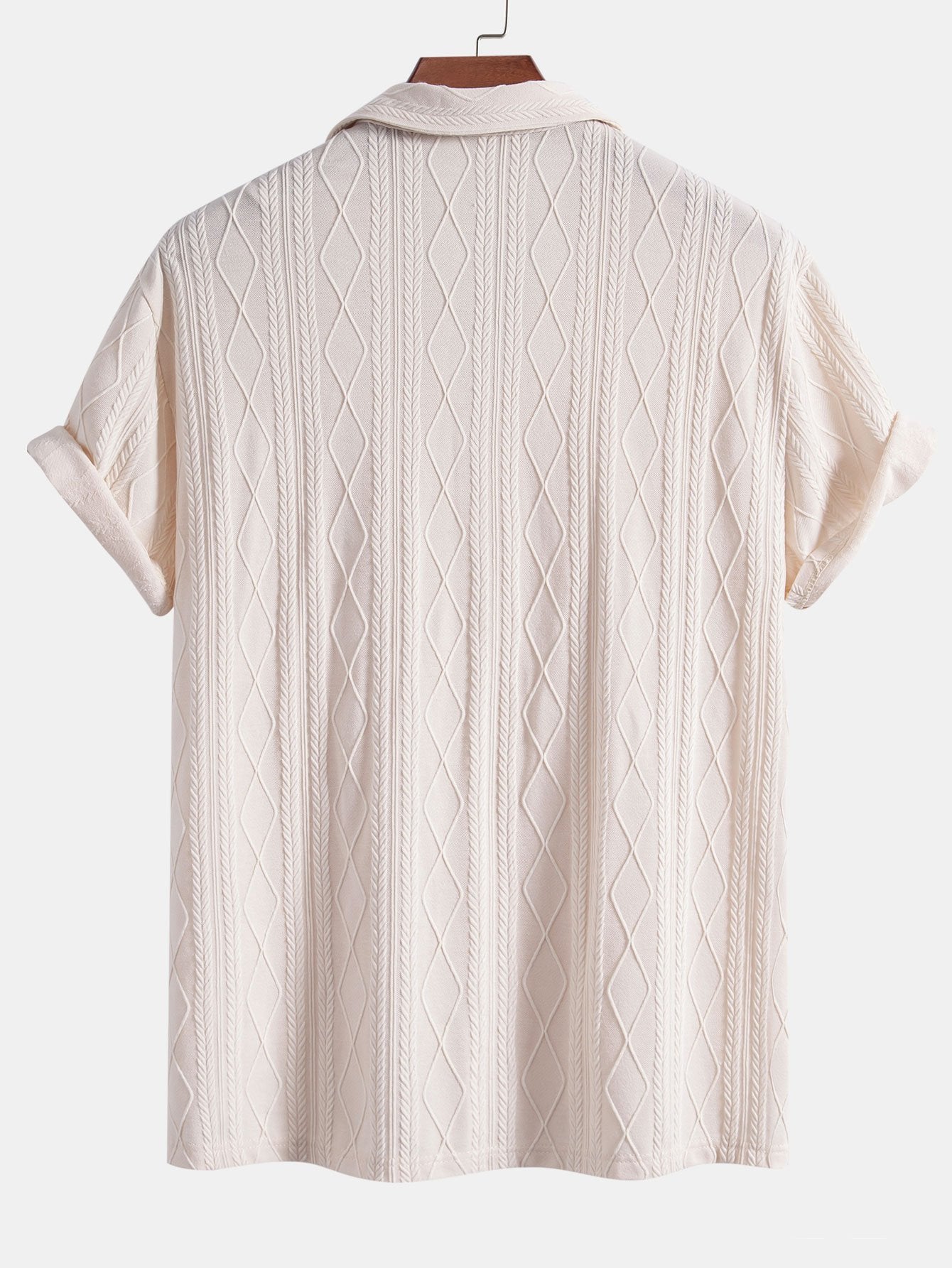 Camisa tejidoted Geometric Rhombus Jacquard Cuban