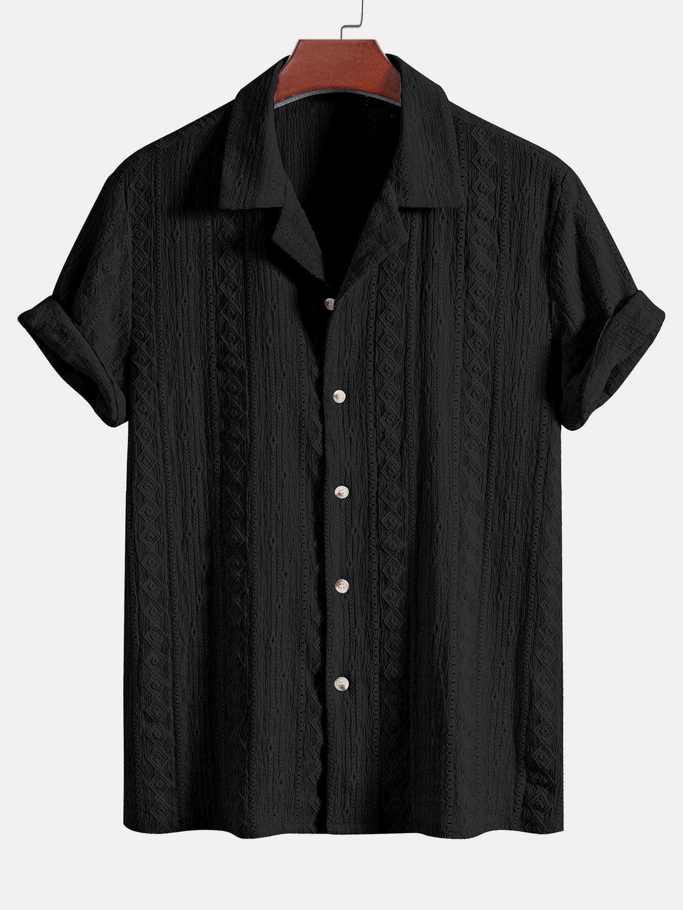 Camisa Geometric Jacquard Textured Cuban
