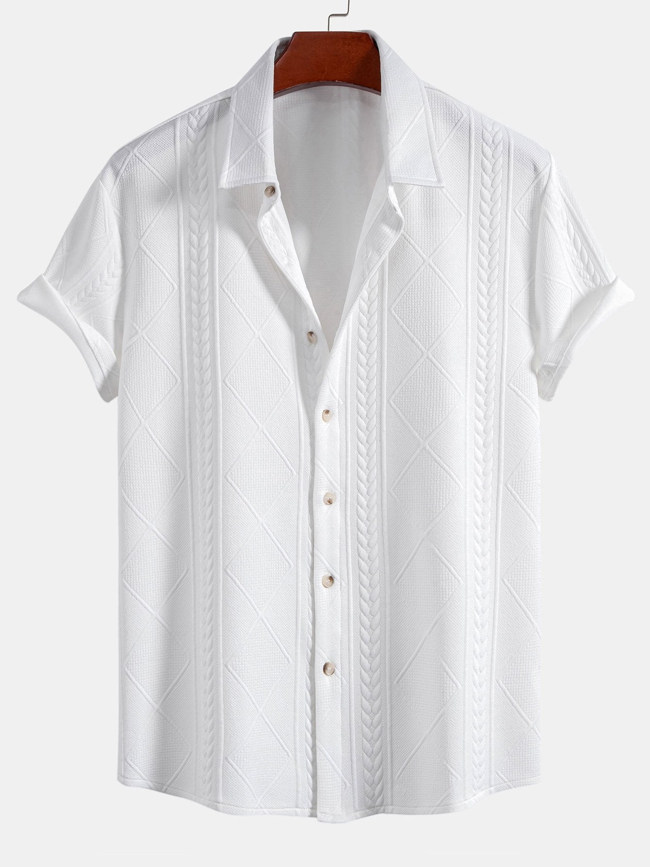 Camisa Geometric Jacquard Button Up