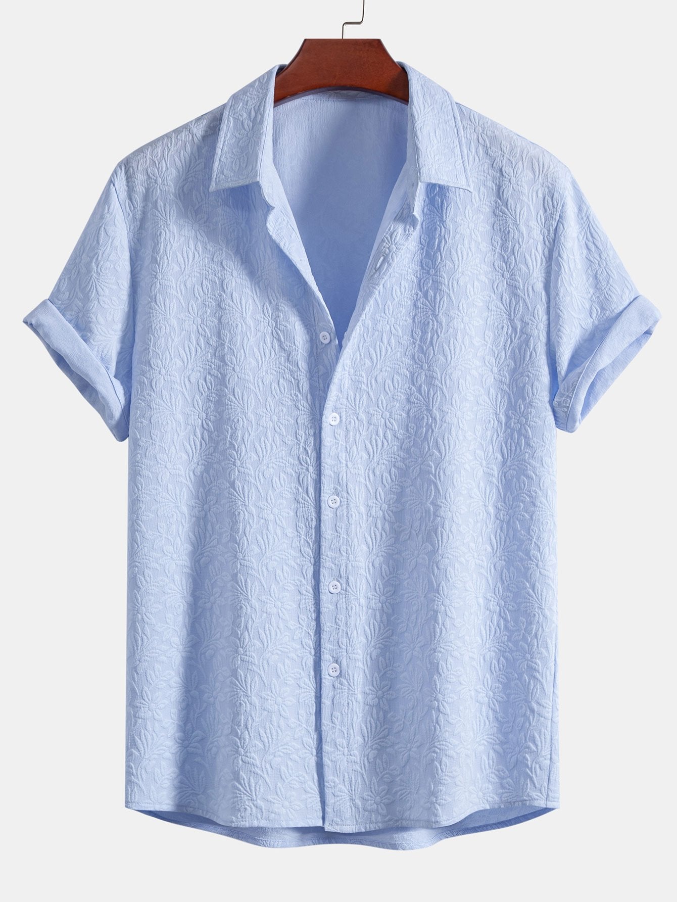 Camisa floral Jacquard Button Up camisa