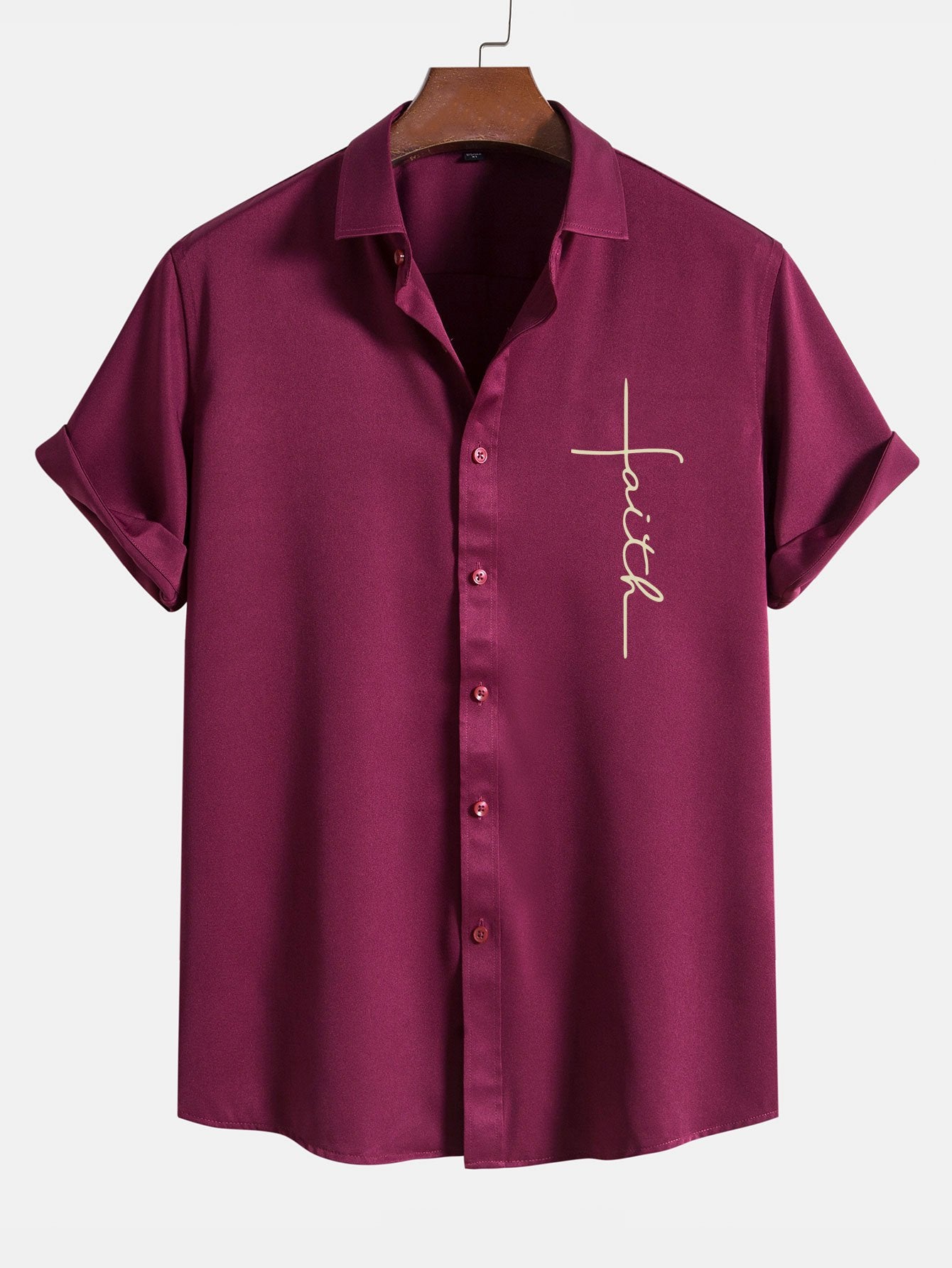 Camisa Faith Letter estampado Button Up