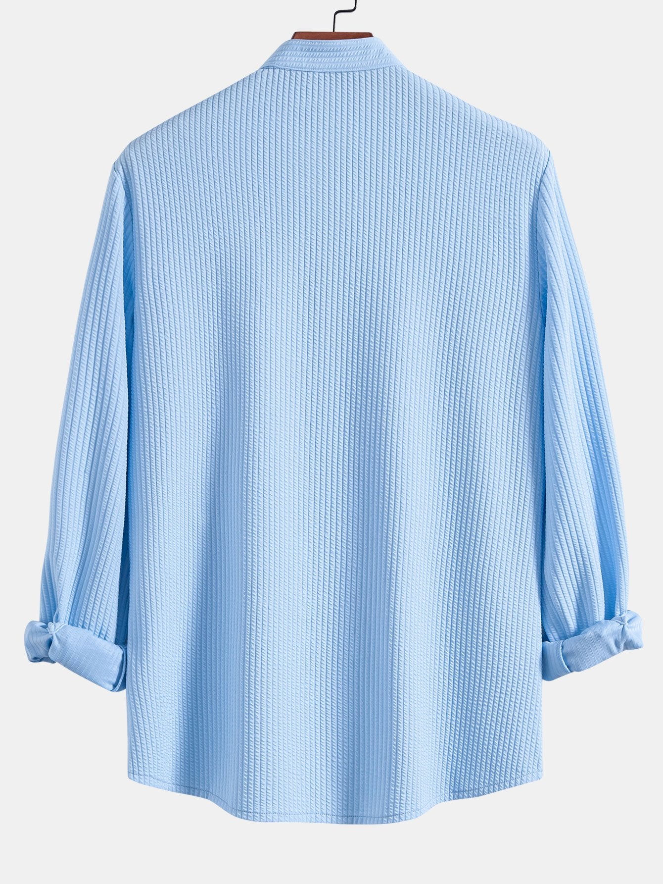 Camisa de manga larga Muscle Fit Ribbed Stand Collar