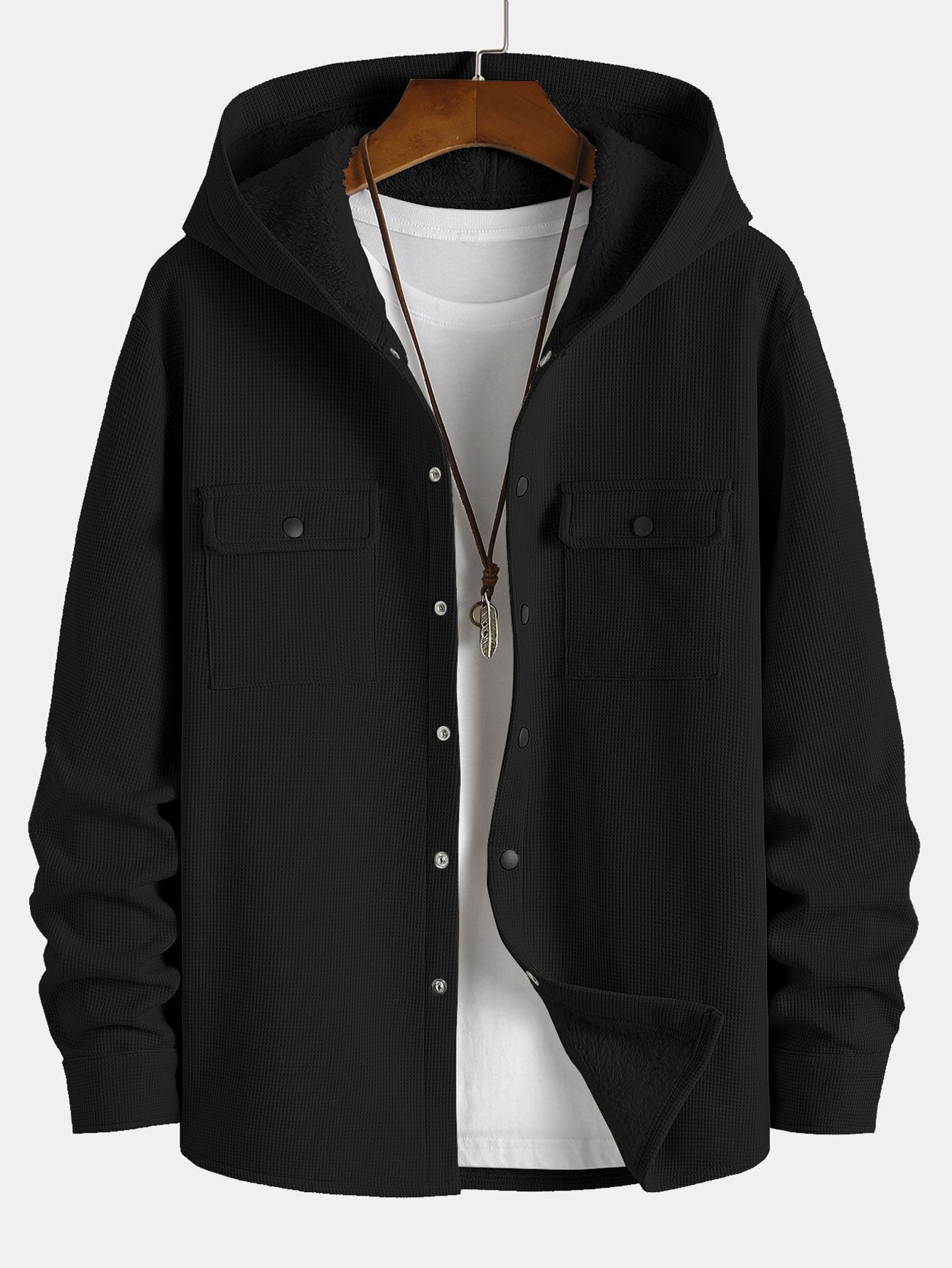 Camisa Waffle Hooded Fleece Lined