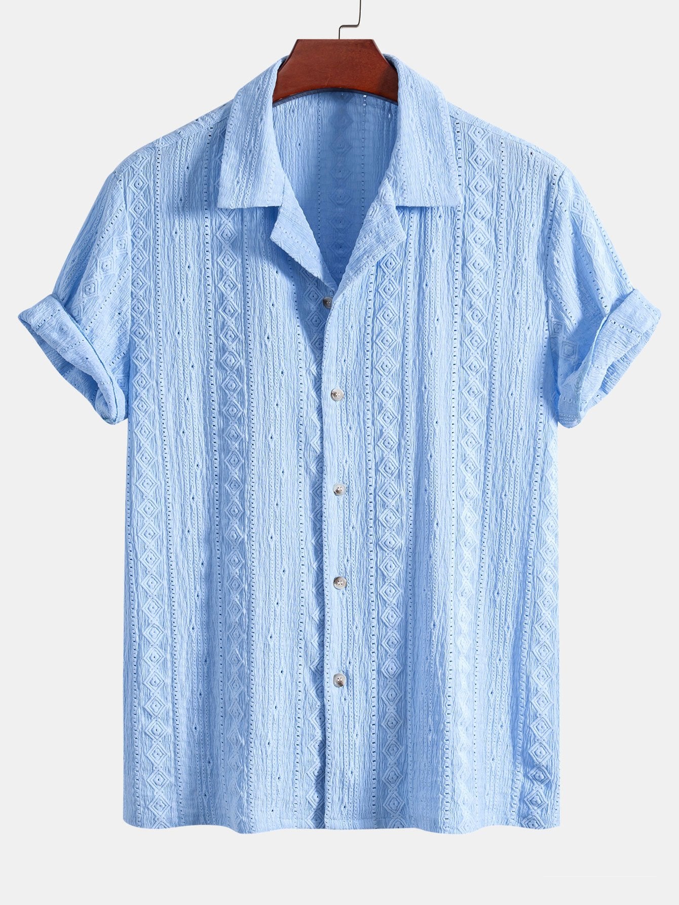 Camisa Geometric Jacquard Textured Cuban