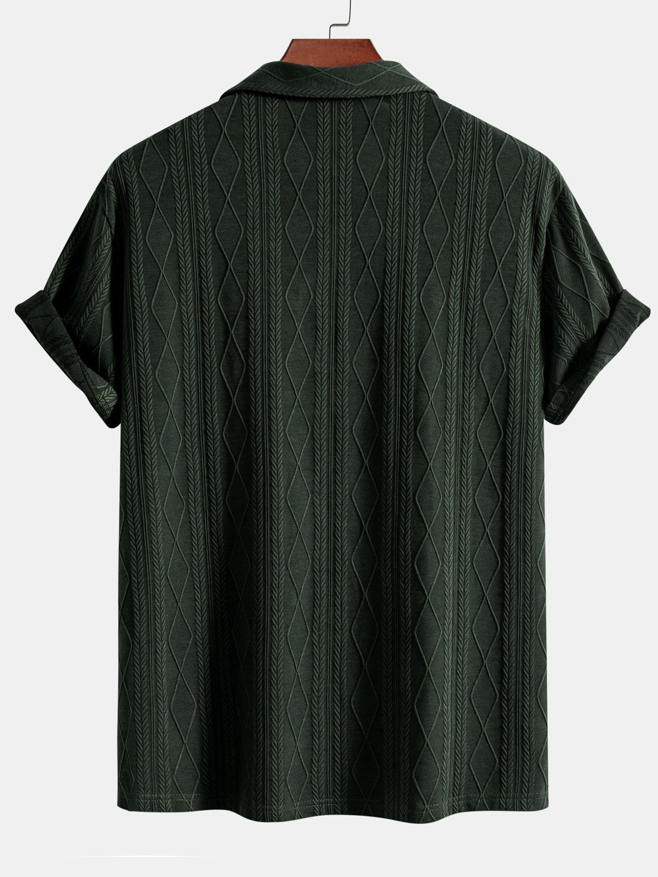 Camisa tejidoted Geometric Rhombus Jacquard Cuban