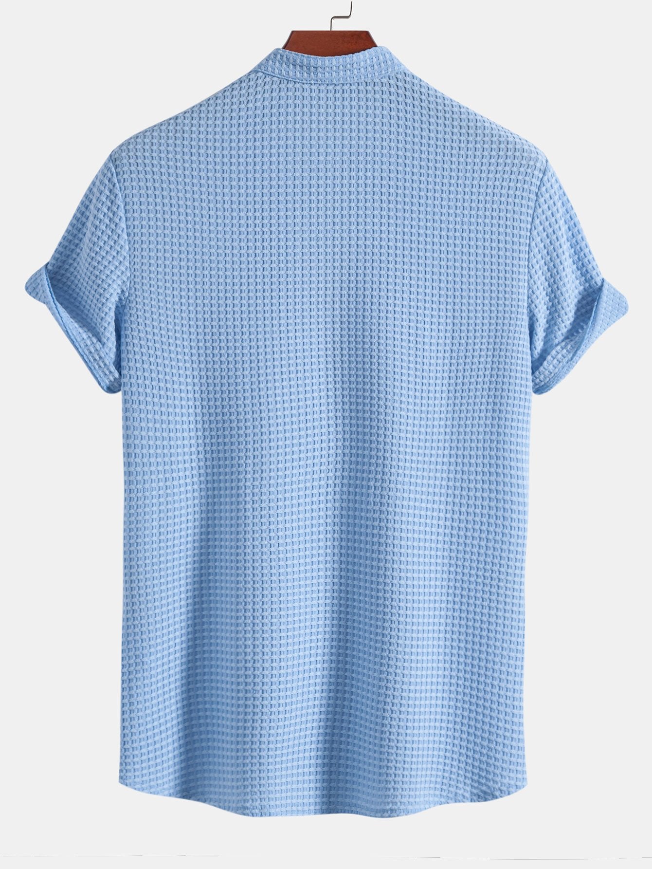 Camisa Muscle Fit Waffle Texture Stand Collar