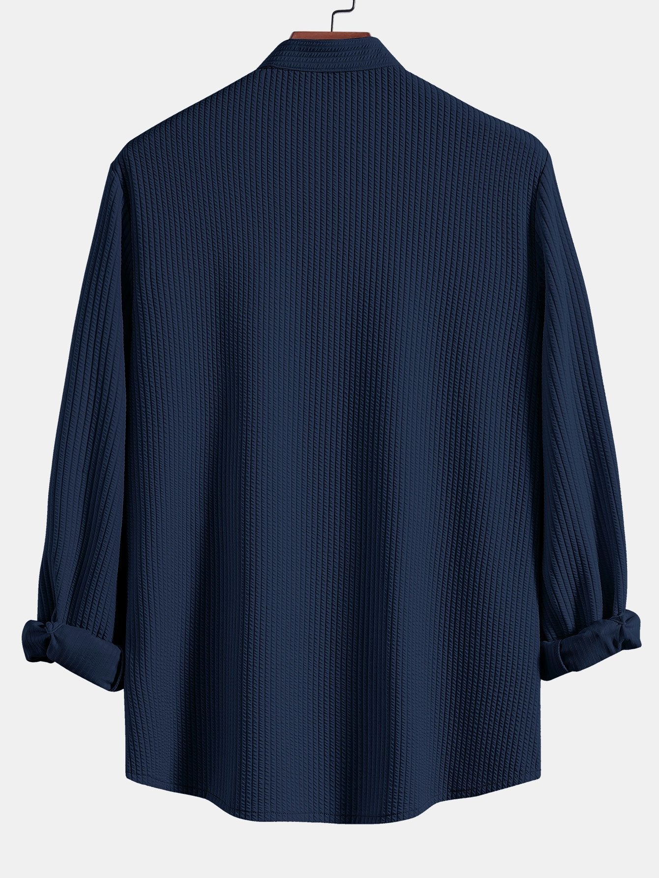 Camisa de manga larga Muscle Fit Ribbed Stand Collar