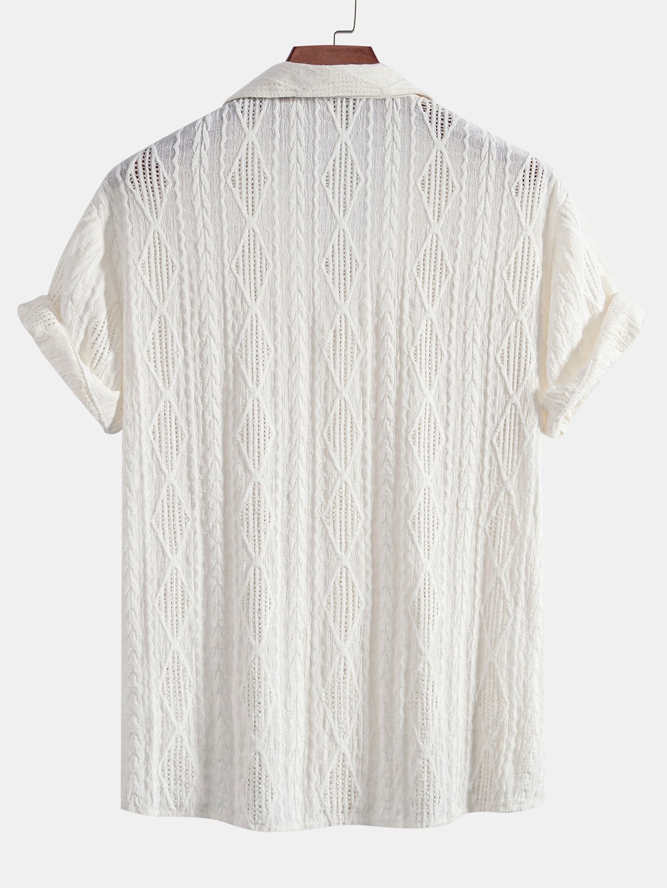 Camisa Geometric Jacquard Eyelet Cuban