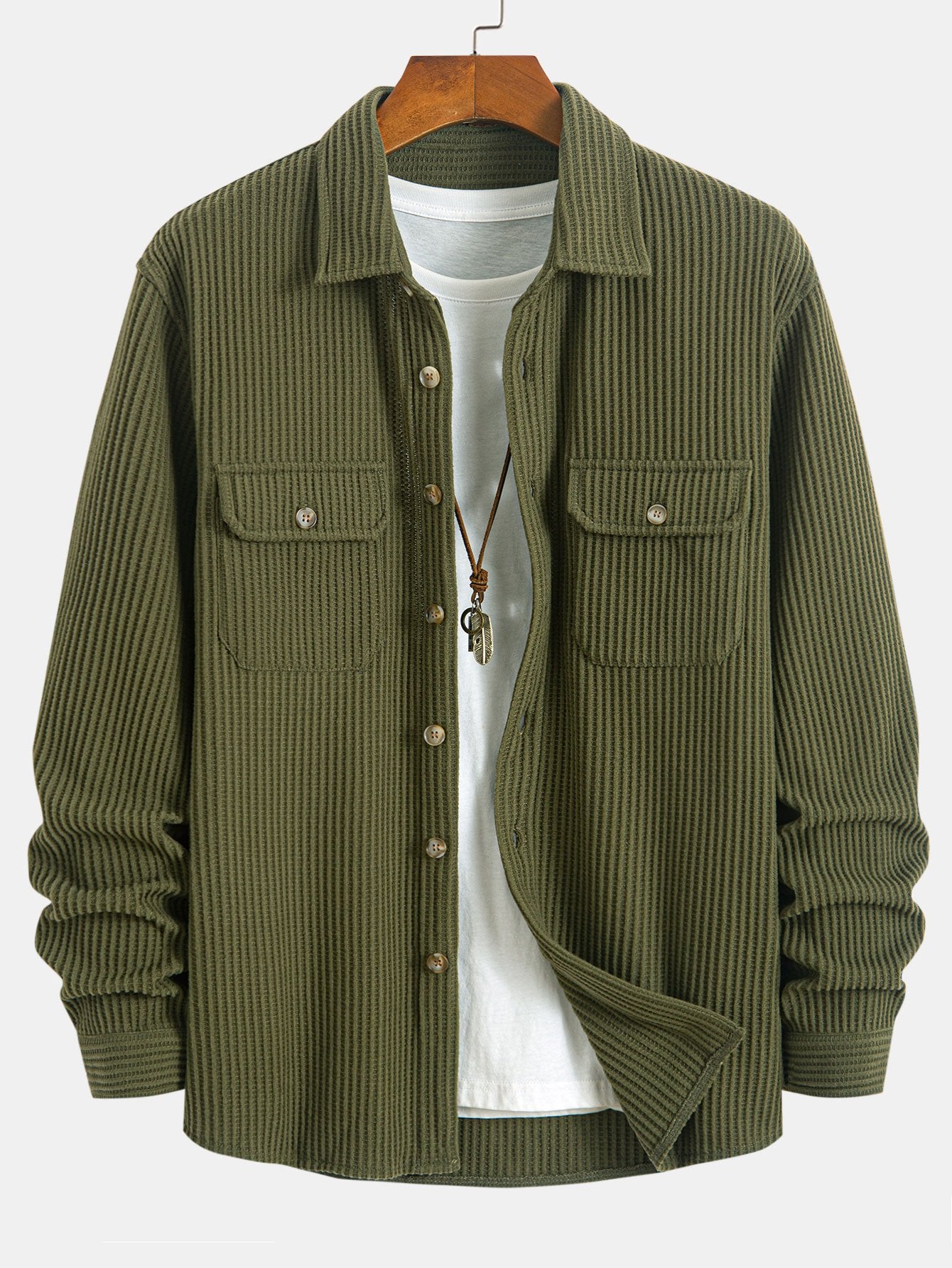 Camisa Double Pocket Waffle Button Up