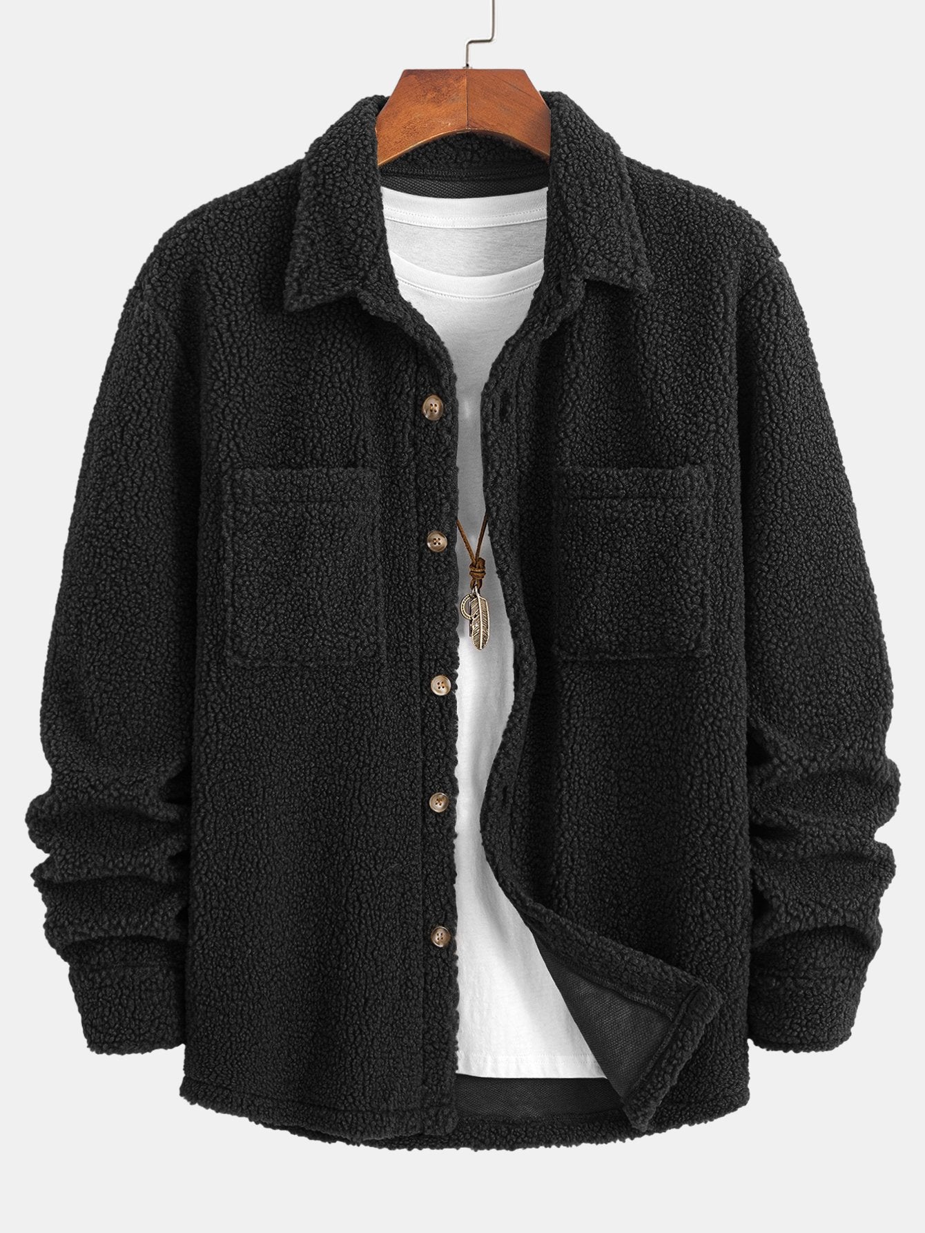 Camisa Teddy Fleece Button Up