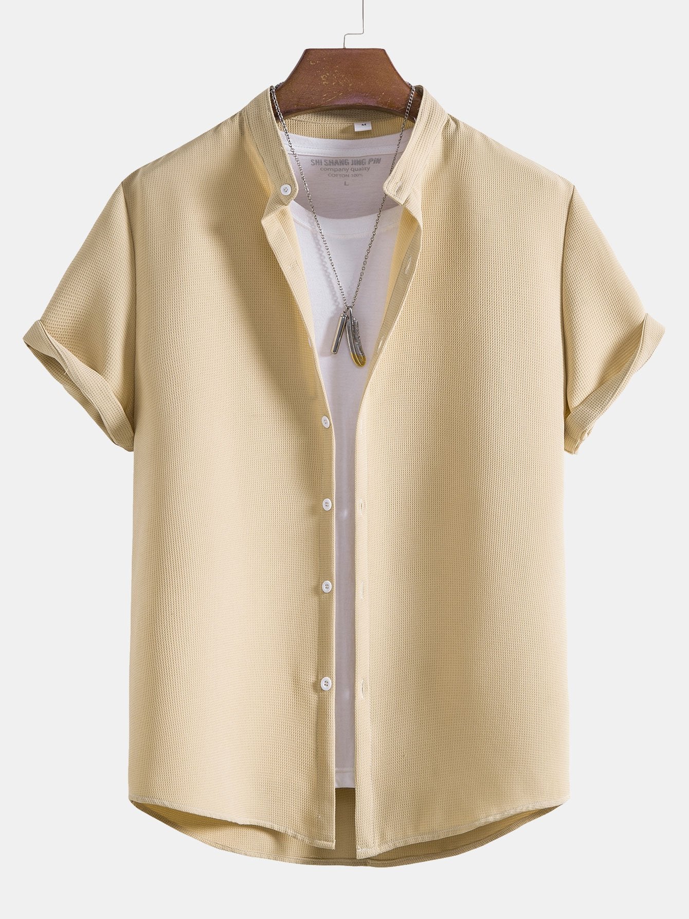 Camisa Waffle Stand Collar