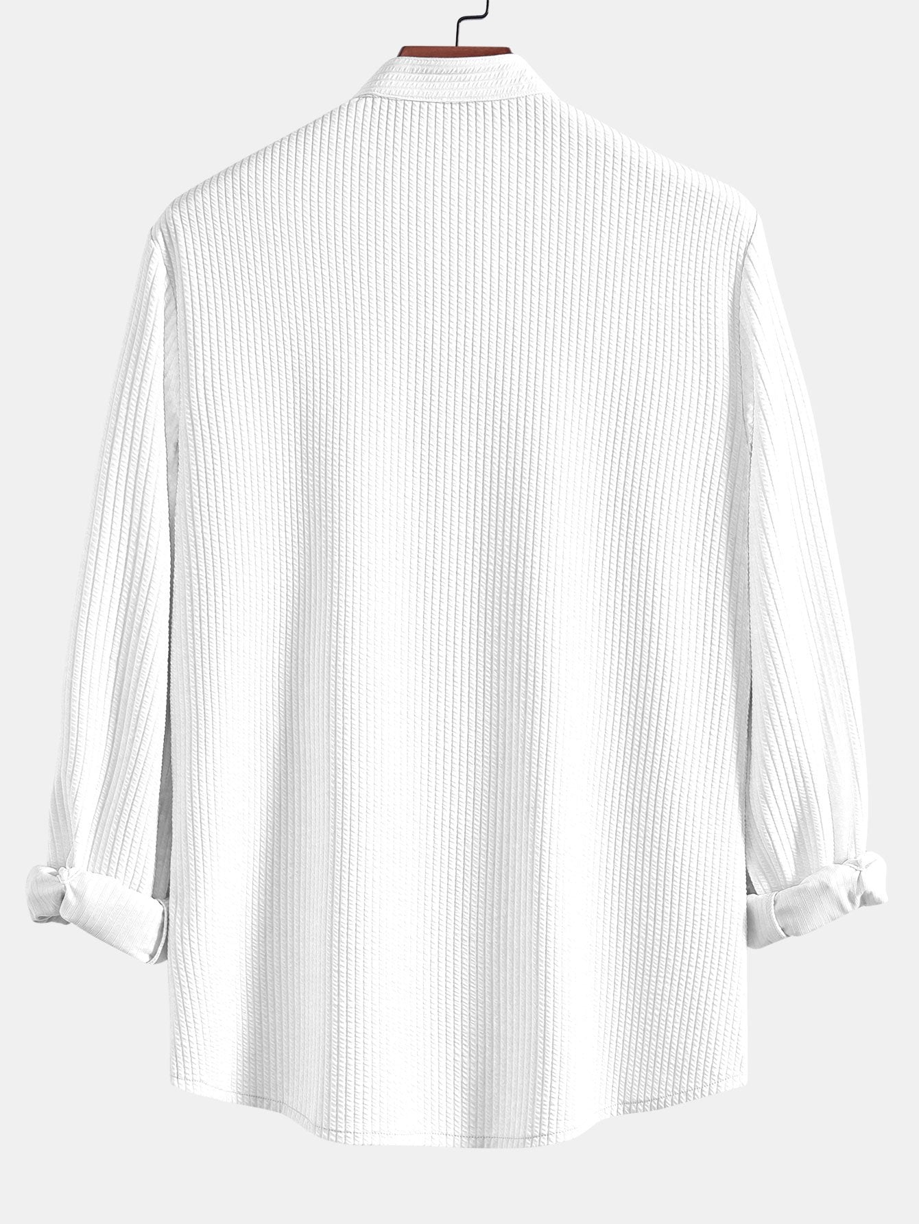 Camisa de manga larga Muscle Fit Ribbed Stand Collar