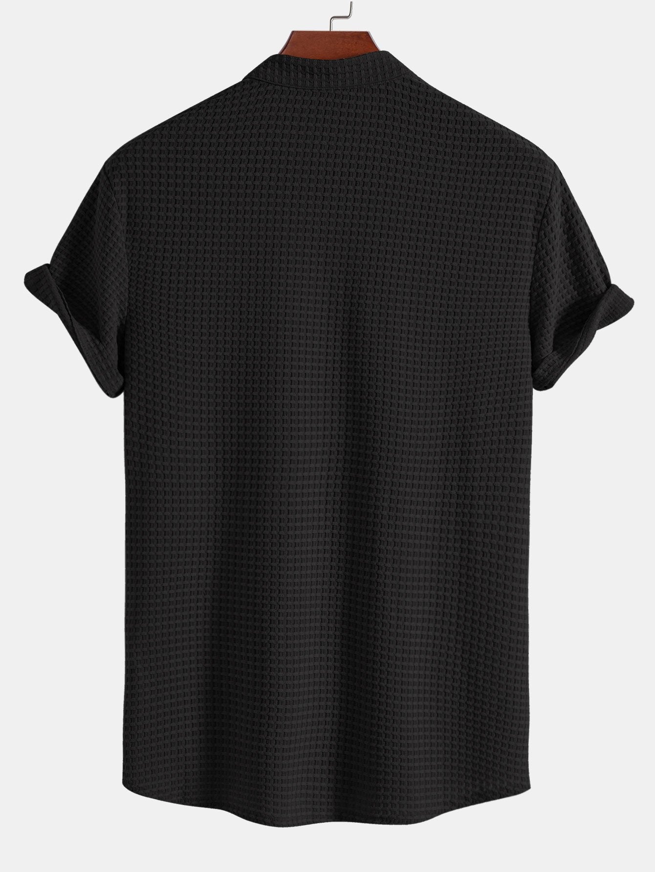 Camisa Muscle Fit Waffle Texture Stand Collar