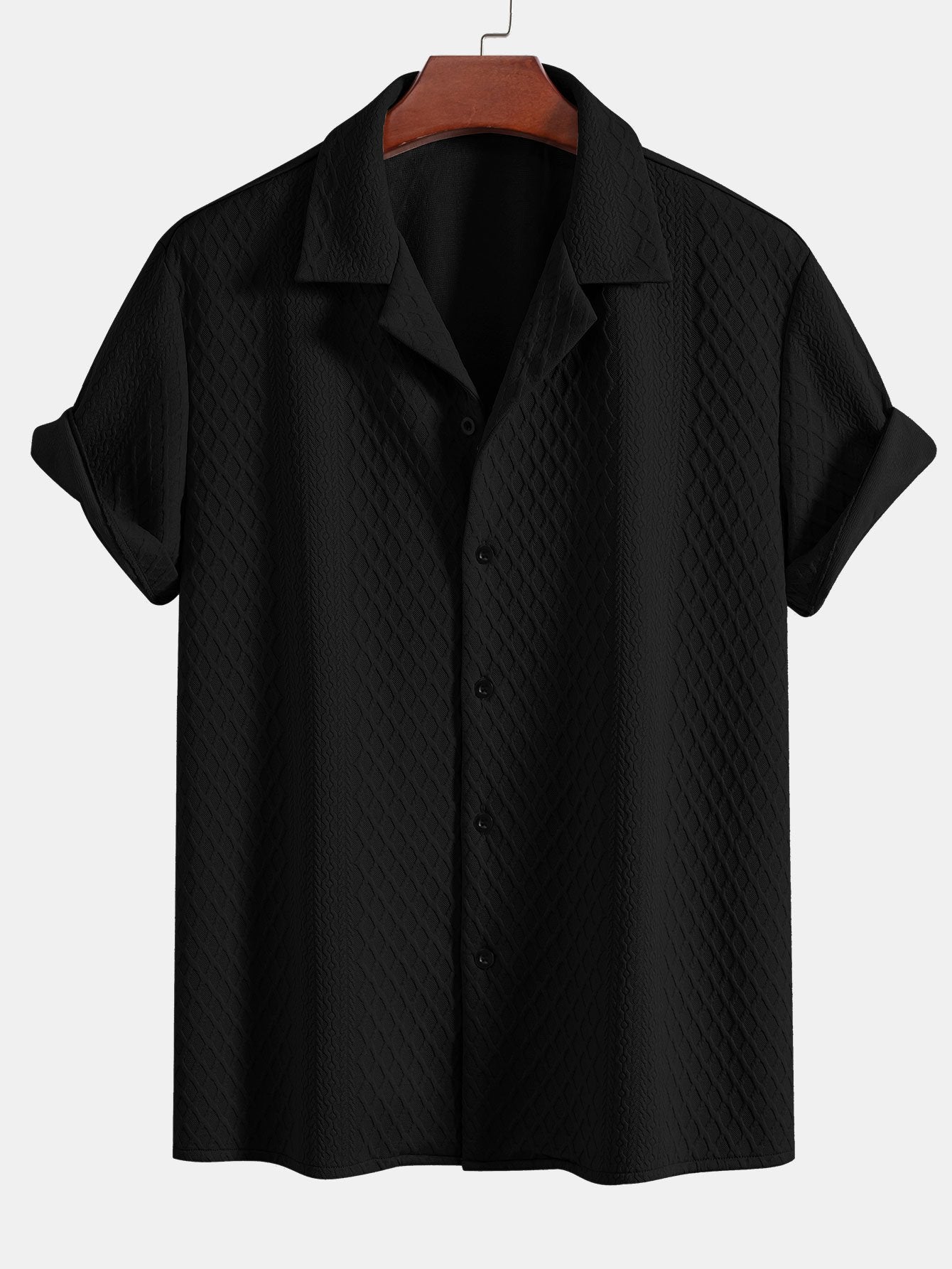 Camisa Rhombus Geometric Jacquard Textured Cuban
