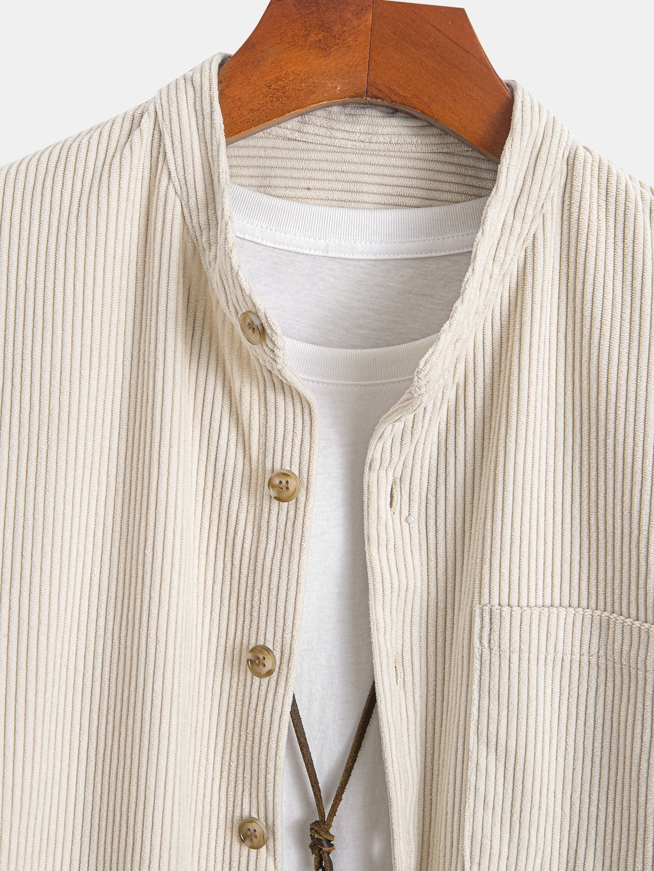 Camisa Corduroy Stand Collar